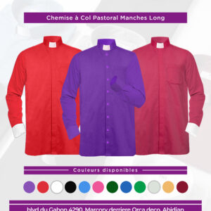 Chemise Col Pastoral à Manches Long